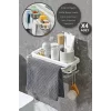 4lu Yapışkanlı Dolap İçi Düzenleyici Mutfak Banyo Lavabo Askılı Organizer Bulaşıklık Sabunluk Seti