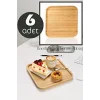 6 Adet Gourmet Kare Bambu Kahvaltı Tabağı Pasta Servis Sunum Tepsi İkramlık Ahşap Tabak