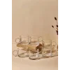 6 Lı Boncuk Kulplu Cam Kupa boncuklu Cam Espresso Çay Kahve Meşrubat Bardağı