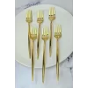 Lüx 6 Parça Gold Çatal Seti Paslanmaz Çelik Çeyiz Çatal Takımı Parlak Pürüzsüz Gold Series