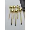 Lüx 6 Parça Gold Kaşık Seti Paslanmaz Çelik Çeyiz Kaşık Takımı Parlak Pürüzsüz Gold Series