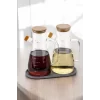 Bambu Kapaklı Cam Yağdanlık Vakumlu Silikon Stantlı Sirkelik Zeytinyağı Şişesi Yağlık 900 ml Set