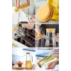 Bambu Kapaklı Cam Yağdanlık Vakumlu Silikon Stantlı Sirkelik Zeytinyağı Şişesi Yağlık 900 ml Set