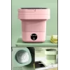 Katlanır Mini Çamaşır Makinesi Pembe Taşınabilir Retro Silikon Çorap İç Çamaşırı Yıkayıcı 10 lt