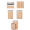 Katlanır Naturel Dikdörtgen Banyo Doğal Bambu Çamaşır Kirli Sepeti Oyuncak Sepeti