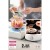Cam Kepçeli Pembe Cam Tencere 1500cc Isıya Dayanıklı Borosilikat 2li Cam Set Termisil Ocak Üstü