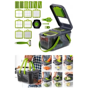 22 Parça Çantalı & Hazneli Multi Sebze Doğrayıcı ve