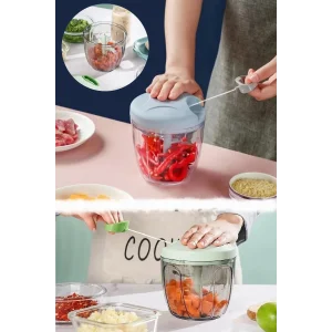 5 Keskin Bıçaklı Hazneli El Rondosu Büyük Boy Meyve Sebze Et Soğan Doğrayıcı