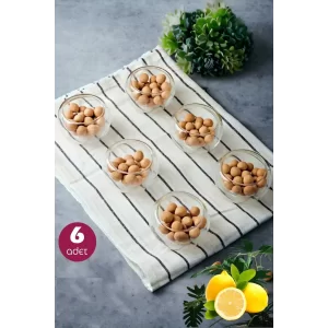 Çift Cidarlı Mini 6lı Kase Seti Lokumluk Sosluk Reçellik Drajelik Mini Servis Cam Kase Seti