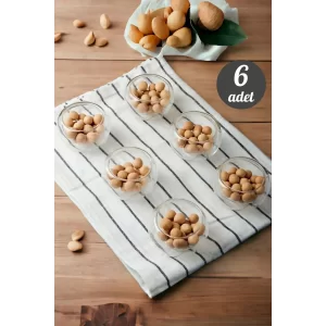 6lı Kase Çift Cidarlı Mini Seti Lokumluk Sosluk Reçellik Drajelik Mini Servis Cam Kase Seti