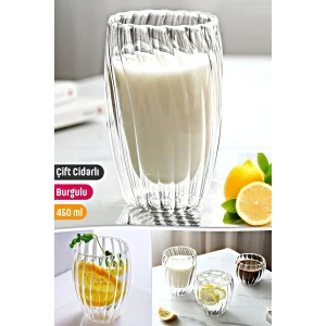 Burgulu Origami Stil Borosilikat Cam Bardak Çay Süt Kahve Kupası Sıcak Soğuk