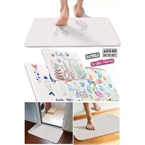 Diatom Paspas Sihirli Su Emici Banyo Paspası Hijyenik Figürlü Dayanıklı Paspas