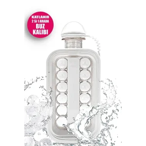 Katlanır Buz Küpü Kalıbı ve İçecek Şişesi Pratik Taşınabilir Buz Küpü Kalıbı Maker Su Şişesi Buzluk