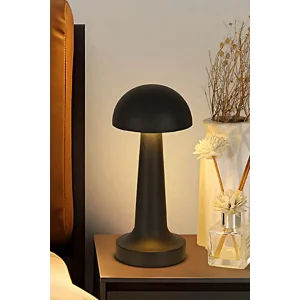 Mantar Retro Model Masa Lambası Siyah Dimmerli Şarjlı Dekoratif Masaüstü Dekoratif Mantar Lamba