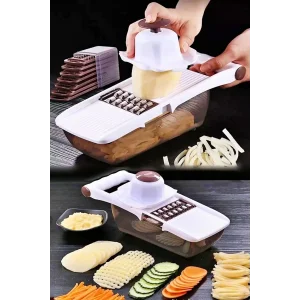 Rende Dilimleyici Hazneli 8 Bıçaklı Sebze Patates Rendeleme Mandolin