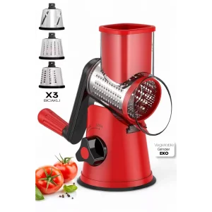 Vegetable Grinder Eko Dilimleyici Kollu Rende Öğütücü 3 Çelik Bıçaklı Sebze Doğrayıcı Mutfak Robotu
