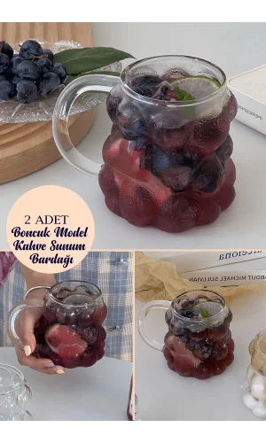 2'li Boncuk & Üzüm Şekilli Isıya Dayanıklı Borosilikat Kahve Sunum