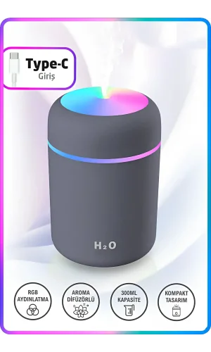 300ml LED Işıklı USB Ultrasonik Hava Nemlendirici Buhar Makinesi ve Kokulu Aroma H2O Difüzör Cihazı