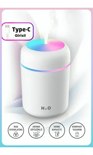 300ml Işıklı USB Ultrasonik Hava Nemlendirici Buhar Makinesi ve Kokulu Aroma H2O Difüzör Cihazı