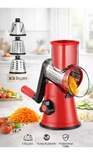 Vegetable Grinder Eko Dilimleyici Kollu Rende Öğütücü 3 Çelik Bıçaklı Sebze Doğrayıcı Mutfak Robotu