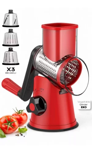 Vegetable Grinder Eko Dilimleyici Kollu Rende Öğütücü 3 Çelik Bıçaklı Sebze Doğrayıcı Mutfak Robotu