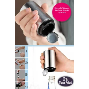 2li Otomatik Basmalı Şişe Kapak Açacağı Multi Fonksiyonel Hızlı Meşrubat Soda Kapağı Açma