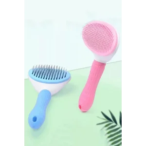 Kedi Fırça Ve Tarağı Otomatik Temizlenen Tuşlu Evcil Hayvan Köpek Kıl Tüy Toplayıcı Pembe Tarak