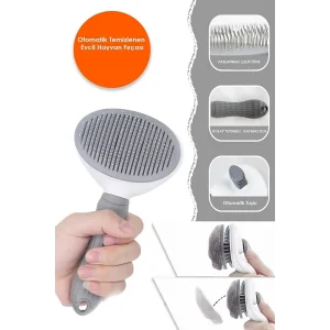 Otomatik Temizlenen Tuşlu Evcil Hayvan Fırçası Kedi Köpek Tarağı Kıl Tüy Toplama Tiftik Masaj