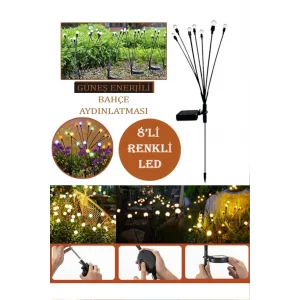 2 Adet & 8li Renkli Led Güneş Enerjili Solar Dekoratif
