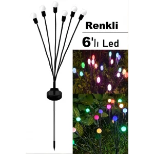 6 Led Renkli Solar Bahçe Işıkları 2 Li Güneş Enerjili Bahçe Peyzaj
