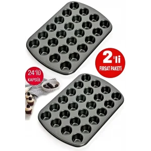 Muffin Kalıbı 24lü Mini Cupcake Fırın Kapsülü Kek Browni Kekstra Kurabiye Kalıbı Muffin Baking Pan