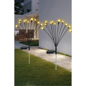 8 Ledli Solar Bahçe Işıkları Beyaz Dış Mekan Peyzaj 2 Modlu Bahçe Çiti