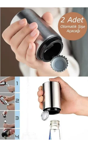 2 Adet Otomatik & Pratik Şişe Açma Bas Çek Şişe