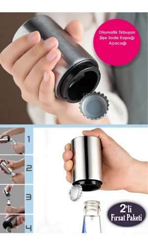 2li Otomatik Basmalı Şişe Kapak Açacağı Multi Fonksiyonel Hızlı Meşrubat Soda Kapağı Açma