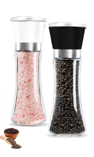 Karabiber Tuzluk Değirmeni Baharat Öğütücü Seramik Bıçaklı Dayanıklı 2li Değirmen Seti