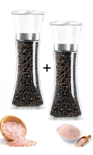 Karabiber Tuzluk Değirmeni 2 Adet Seramik Bıçaklı Öğütücü Büyük Boy