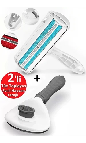 Kedi Köpek Tarağı Evcil Hayvan Fırçası Masaj Aleti Hazneli Kıl Tüy Toplayıcı Elbise Halı