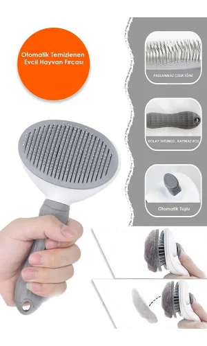 Otomatik Temizlenen Tuşlu Evcil Hayvan Fırçası Kedi Köpek Tarağı Kıl Tüy Toplama Tiftik Masaj