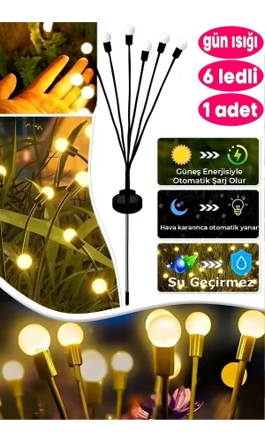 6 Ledli Solar Bahçe Işıkları Beyaz Dış Mekan Peyzaj 2 Modlu Bahçe Çiti Güneş Enerjili Süs Lamba Set