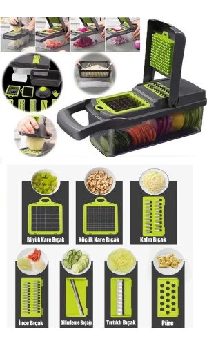 13 Parçalı Sebze Dilimleyici, Kesici Ve Soğan Doğrayıcı Seti Çok Fonksiyonlu