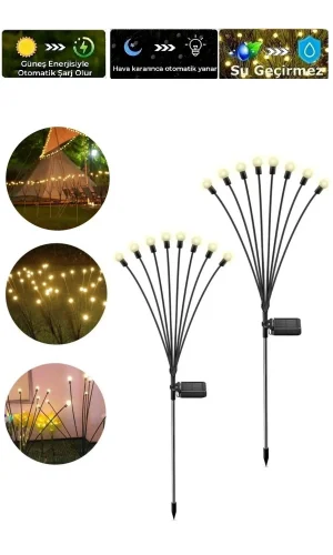 8 Ledli Solar Bahçe Işıkları Beyaz Dış Mekan Peyzaj 2 Modlu Bahçe Çiti Güneş Enerjili Süs Lamba Set