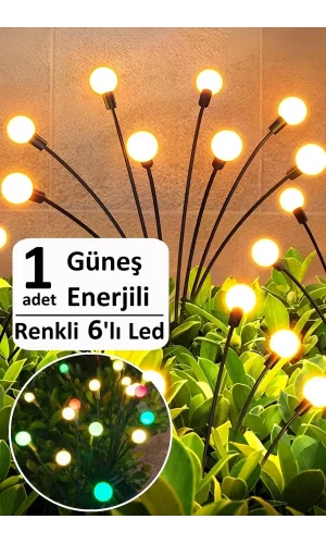 6 Led Renkli Solar Bahçe Işıkları Güneş Enerjili Bahçe Peyzaj Aydınlatma