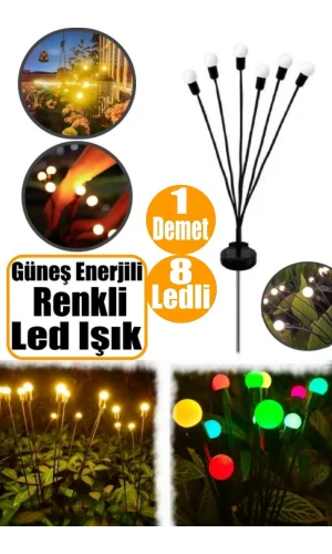8 Ledli Güneş Enerjili Bahçe Aydınlatma Ateş Böceği Dekoratif Bahçe Lambaları Dış