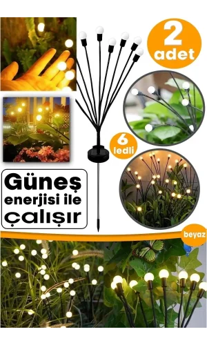 6 Ledli Solar Bahçe Işıkları Renkli Dış Mekan Peyzaj 2 Modlu Bahçe Çiti Güneş Enerjili Süs Lambalar