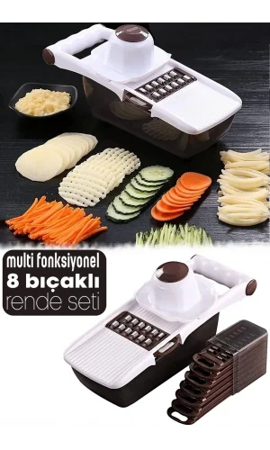Çok Fonksiyonlu Paslanmaz 8 Bıçaklı Rende Sebze Patates Doğrayıcı Dilimleyici Pratik Rende Seti