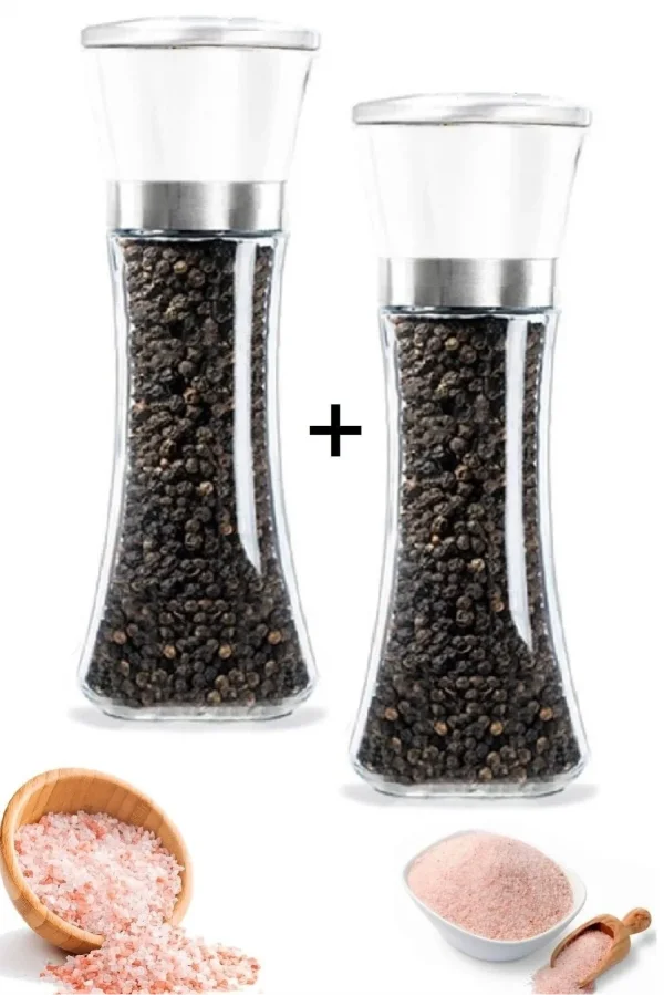 Karabiber Tuzluk Değirmeni 2 Adet Seramik Bıçaklı Öğütücü Büyük Boy