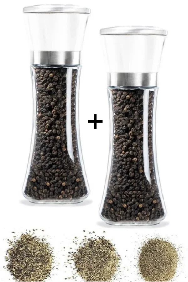 Karabiber Tuzluk Değirmeni 2 Adet Seramik Bıçaklı Öğütücü Büyük Boy