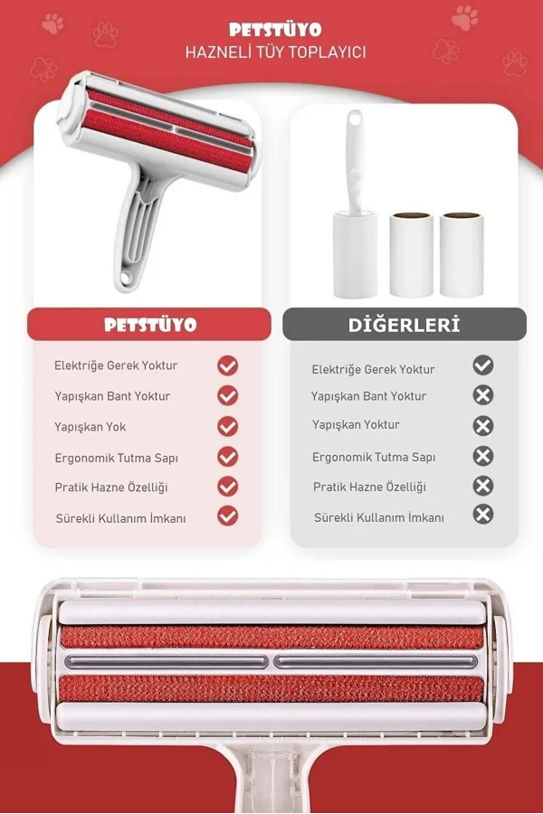 Kedi Köpek Tarağı Evcil Hayvan Fırçası Masaj Aleti Hazneli Kıl Tüy Toplayıcı Elbise Halı