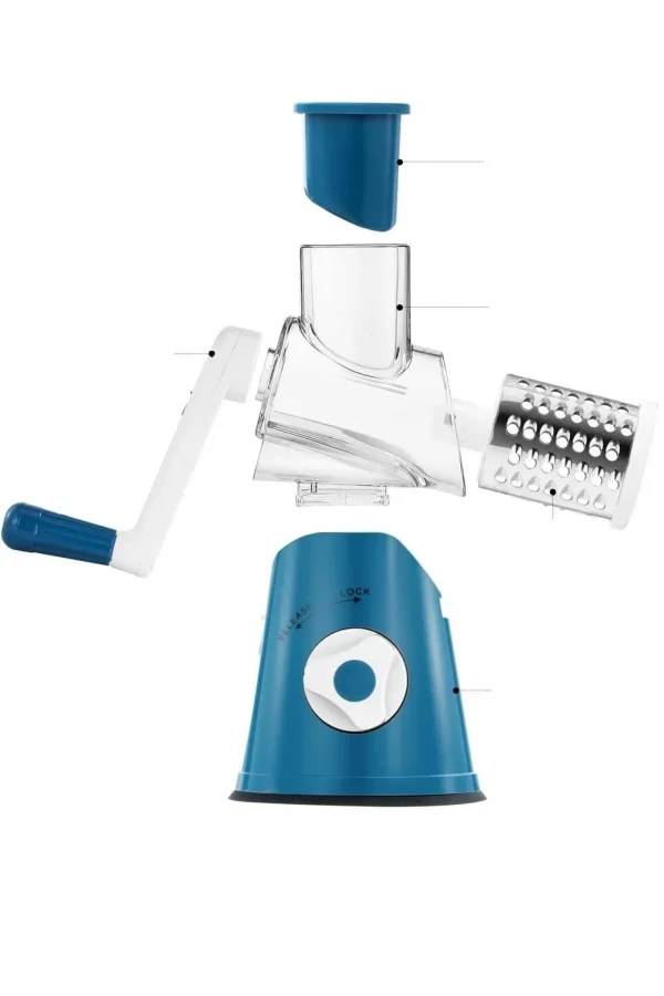 Mavi 3 Bıçaklı Kollu Değirmen Sebze Meyve Peynir Fındık Dilimleyici Doğrayıcı Öğütücü Rende Seti