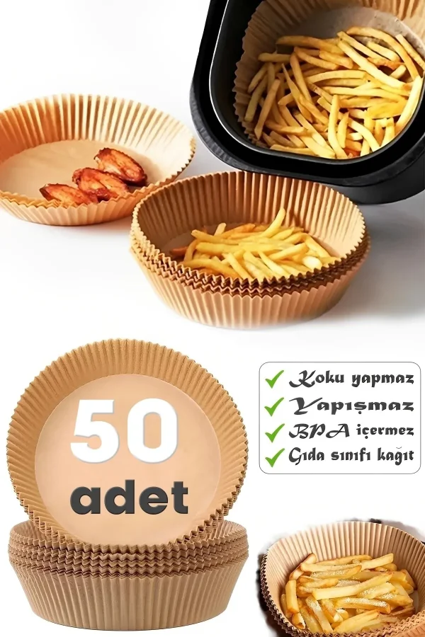 50LiAirfryer Pişirme Kağıdı Hava Fritözü Yağ Geçirmez Kalıp Xiaomi Philips Tefal Kumtel Modeller Ile